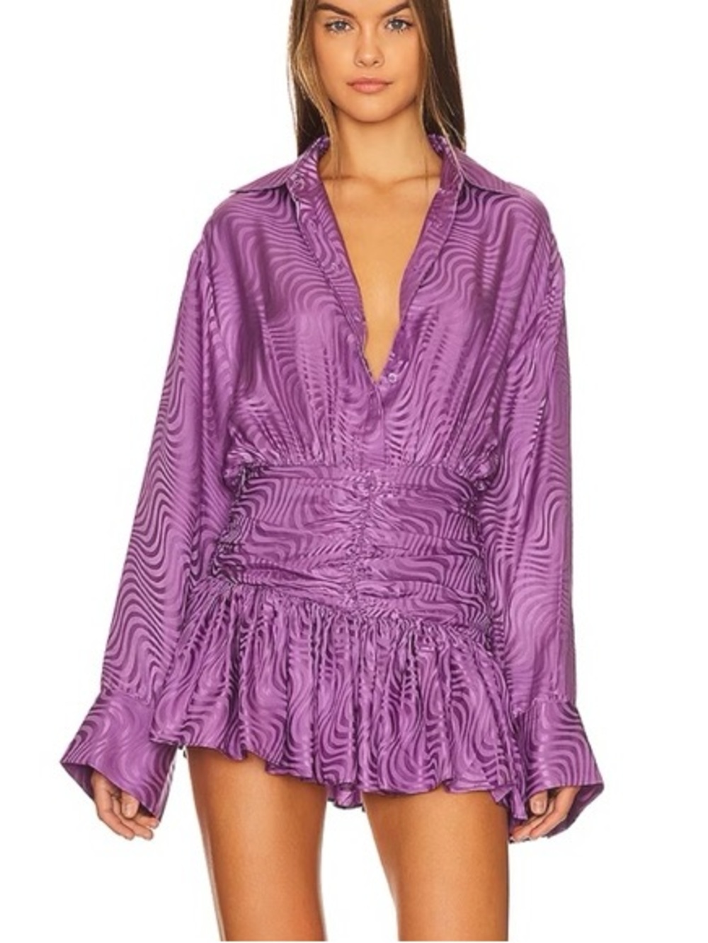 Ronny Kobo Collection Purple Satin Mini Dress